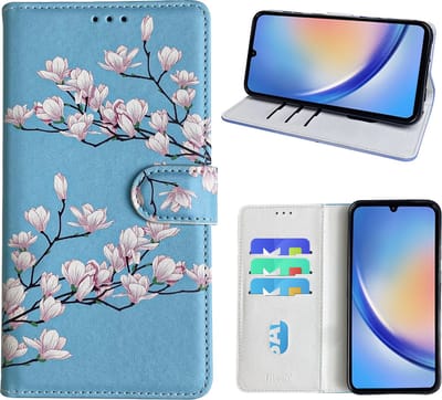 Hoesje geschikt voor Samsung Galaxy A34 Bookcase met blossom bloemen print
