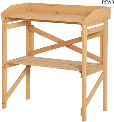 RFWR® Houten planttafel met opbergruimte - multifunctionele bloementafel voor in de tuin 80 x 40 x 84 cm