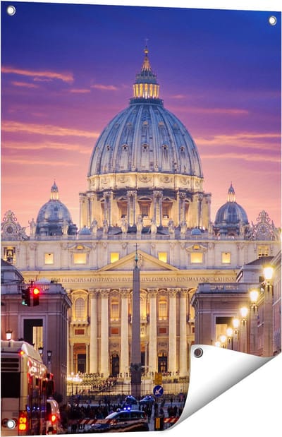 Gards Tuinposter Sint Pietersbasiliek in Rome, Itali� - 60x80 cm - Tuindoek - Tuindecoratie - Wanddecoratie buiten - Tuinschilderij