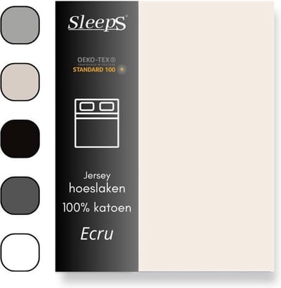 Sleeps Jersey Hoeslaken Katoen - 80x200 cm - Ecru - Strijkvrij