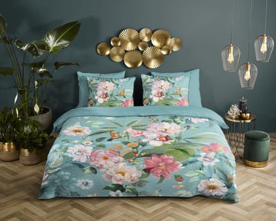 Descanso dekbedovertrek bloemen - 1 persoons 140x200/220 cm - Multi - 100% Katoen satijn