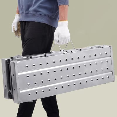 Opvouwbaar Werkplatform - Steigerplank Draagbaar - Kluswerkzaamheden Uitvoeren - Verstelbare Nivellerende Voeten - 140x25cm - Staal
