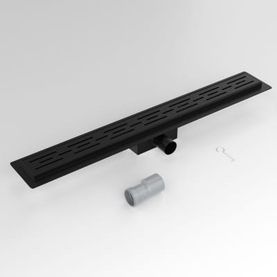 WEBO MAT ZWART Douchegoot compleet met flens Standaard rooster RVS | Uitneembare Sifon - Tegelrooster - 70 cm