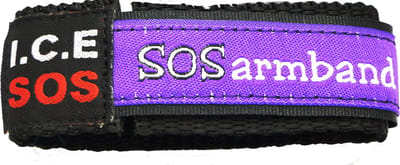 ICE SOS armband paars MEDIUM (9 tm 12 jaar). Een origineel cadeau. Ideaal voor dagelijks gebruik, duurzaam.