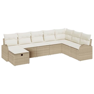 vidaXL Bankstel 8 st beige en crèmekleurig poly rattan