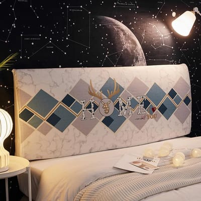 Bedrukt All-Inclusive Bedhoofdhoes Elastisch Tweepersoonsbed Hoofdeinde Universele Maat Wasbaar Voor Thuis Hotel Banket Kerstmis S size(100-120CM)