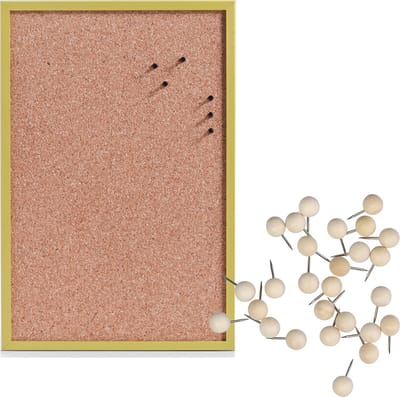 Prikbord incl. 25x punaises - 40 x 60 cm - hout - groen - kurk