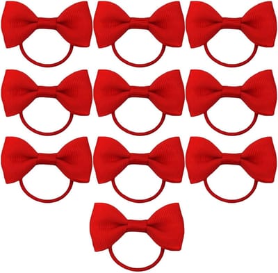 Dailygoods - 10 Stks Royal RedHair Accessoires, Rode Strik Haaraccessoires, Elastieken Bands Bobbles Hoofdbanden, Rode Nylon Strikken Hoofd Wraps Ties Hoofdband Paardenstaart Houders Haar Styling Cosplay