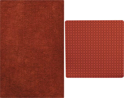 MSV Douche anti-slip/droogloop matten - Napoli badkamer set - rubber/polyester - terracotta