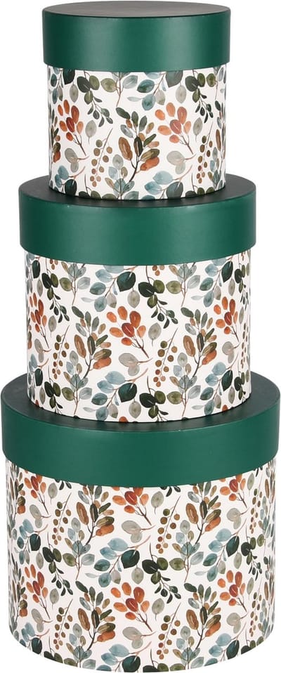 Dekoratief | Set 3 tondozen 'Warm Leaves', karton, 23x23x20cm | A240211