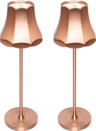 QAZQA granny retro - Retro Dimbare LED Draadloze Oplaadbare Tafellamp USB met Dimmer - 2 stuks - H 36 cm - Koper - Buitenverlichting