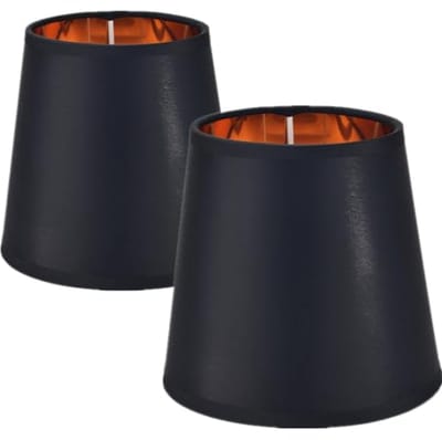 E14 Lampenkappen Set van 2 - Ronde Vintage Stijl voor Nachtkastje, Wandlamp en Tafellamp - Zwart 15 x 14 x 11 cm