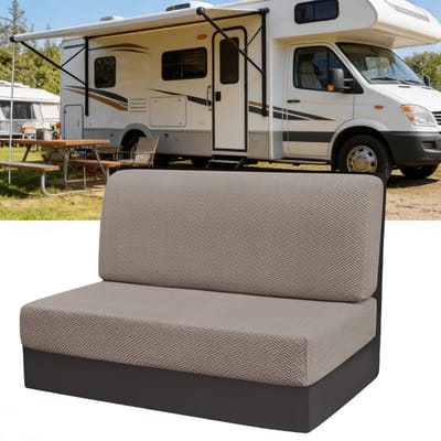 bankovertrek, 2 stuks (1 set), voor caravan, stretch, jacquard, RX-zithoezen, camper loveseat, bank, meubelbescherming, wasbare kussenovertrekken voor aanhanger (Khaki)