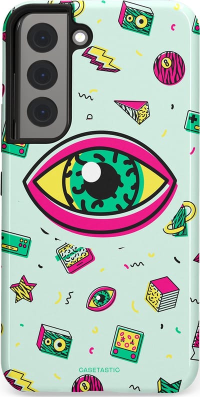 Casetastic Hoesje Geschikt voor Samsung S22 - Stijlvolle Beschermende Duo-layer Case - Retro 80s vibes