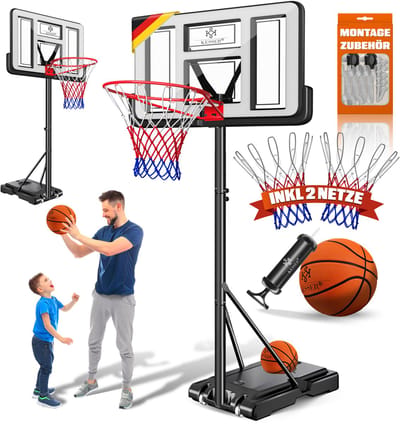 KESSER® Mobiler Basketballständer Basketballkorb 160-210cm Set mit Ball & Pumpe