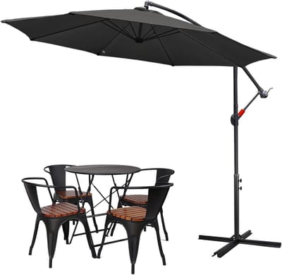 Parasol, Ø 300/350 cm, aluminium zweefparasol, groot, met zwengel, aluminium tuinscherm, uv-bescherming, zwengelparasol met standaard