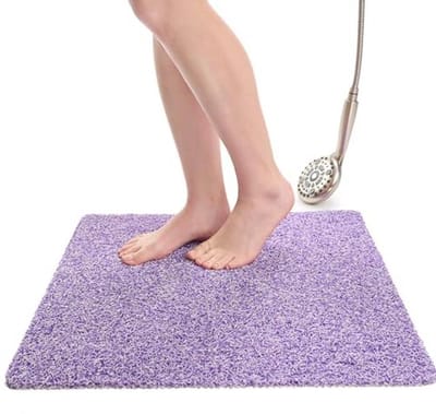 Vierkante Antislip Douchemat - Loofah Douchematten voor Een Veilige Badkamer - Zachte en Snel Doorlatende Douchemat - Paars, 24 x 24 cm