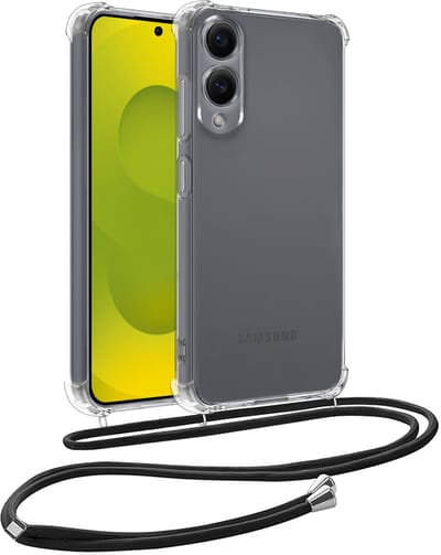 Hoesje - Geschikt voor Samsung Galaxy S25 Edge - Met Koord - Shock Proof - Siliconen Case - Back Cover - Telefoonkoord - Telefoon Hoes Shockproof - Telefoonketting - Telefoonhoesjes - Transparant