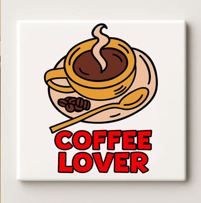 Koffieliefhebber Tegel – 15x15cm Grappige Keramische Wanddecoratie | Perfect Cadeau voor Koffieverslaafden & Keukendecoratie
