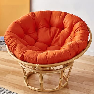 Papasan Stoelkussen - Rond Zitkussen - Buiten Ontspannen - Water- en UV-bestendig - 60 x 60 cm - Oranje