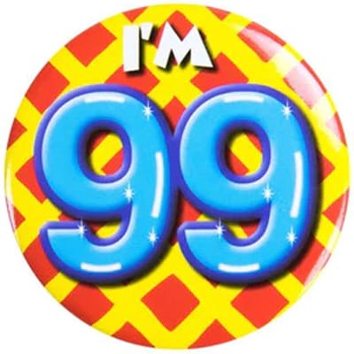 Button 99 Jaar - Button met speld (55mm) - Leeftijd badge - 99 Jaar versiering - Accessoires - Rozet I'm 99 - Verjaardag jongen / meisje / man / vrouw - Button 99 Jaar