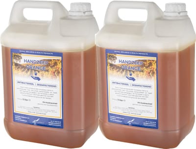 Handzeep Orange 5 liter - set van 2 stuks - navulling - Voordeelverpakking