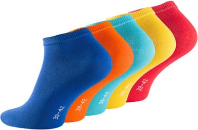 10 paar kleurrijke sneakersokken unisex in 5 kleuren maat 35-38