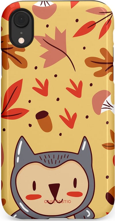 Casetastic hoesje geschikt voor Apple iPhone XR - Dubbellaagse bescherming - Uil in het woud - Fashion Case - Goud Terracotta Zand Rood
