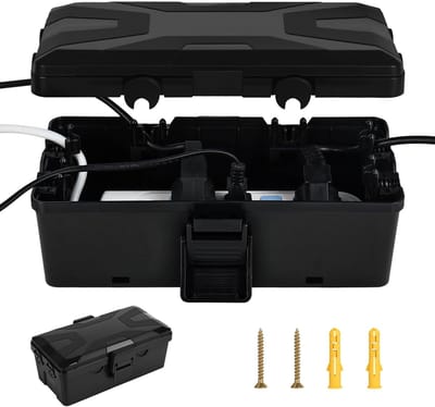 Waterdichte Kabelbox - Stekker Bescherming - Buiten Gebruik - IP54 Gecertificeerd - 26 x 15 x 9.4 cm - Zwart