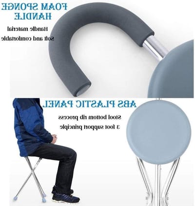 Wandelstok met zitje - Opvouwbare kruk - Rustpunt onderweg - Stabiel statief - 70 cm hoog - Blauw