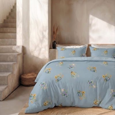 Dekbed-Discounter - Presence Dekbedovertrek 140 x 200/220 cm - Verkoelend Percale Katoen - Korte instopstrook - Wassen op 40 graden - Inclusief 1 kussensloop - Moonlight Garden