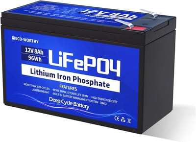 LiFePO4 12V 8Ah Accu - Lithiumbatterij met BMS voor Camping en Zonne-energie