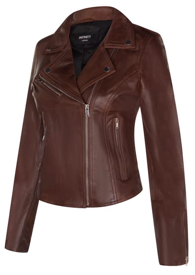 Dames lederen klassieke biker Brando jas-Baku