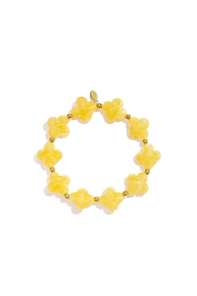 Kralenarmband met klaver kralen - Geel - Verkleurt niet - Cadeau - Goudlief.nl
