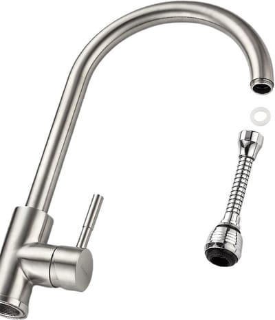 Kraansproeier met Waterbesparende - Roterende Kraankop - Kraan Opzetstuk - RVS Perlato - Verlengstuk - Flexibele Slang - Waterbesparende Spoelkraan