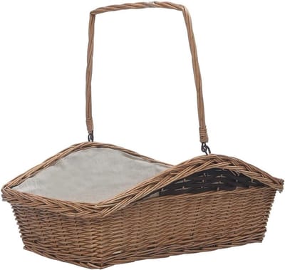 Houtmand Wilgenhout - Rieten mand - Open haard opslag - Met draaggreep - 615 cm - Bruin