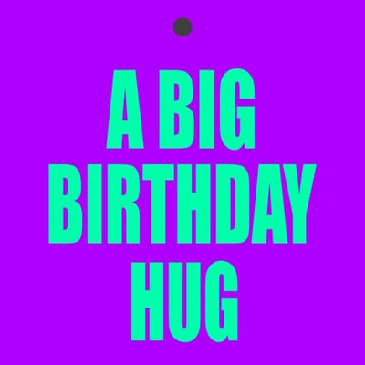 Cadeaukaartje – “A big birthday hug” – 20 Stuks – Neon - 7mm x 7mm - Wenskaartje - Met boorgaatje - Serie: NEON NOTES - Fluor / Neon Kleuren