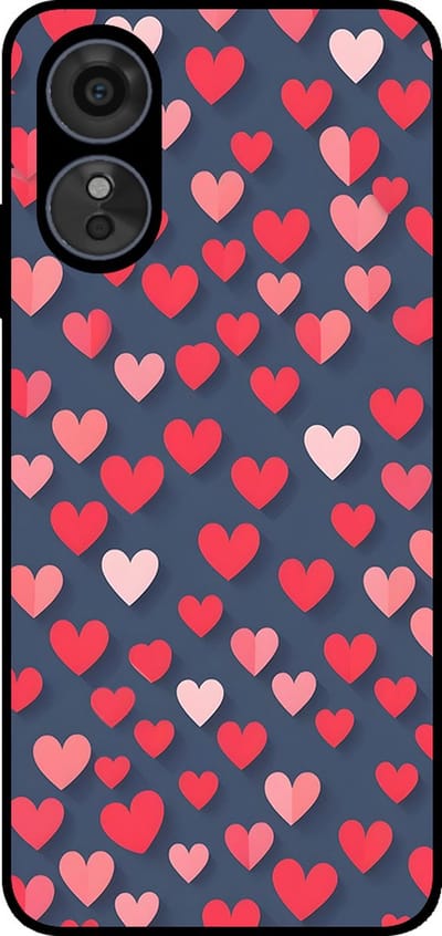 Smartphonica Telefoonhoesje Geschikt voor Oppo A1 / A98 / F23 met Roze en Rode Hartjes Opdruk - TPU Backcover Case With Rosé and Red Heart Design geschikt voor Oppo A1;Oppo A98;Oppo F23