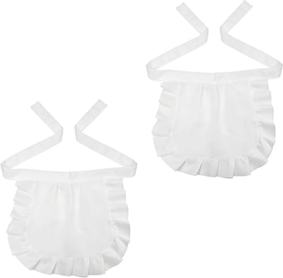 Witte Puff Sleeve Cosplay Schort voor Kinderen en Volwassenen, Korte Rimpel Schorten voor Hulp in de Keuken en Bediening