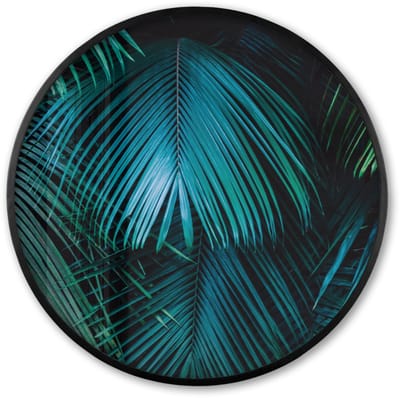 Poster in lijst Rond - Fotolijst 60x60 cm - Posters - Tropical - Jungle - Bladeren - Groen - Ronde posterlijst zwart - Decoratie - Wanddecoratie woonkamer - Muurdecoratie slaapkamer