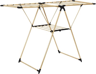 Home Deco Factory Wasrek/droogrek - houtkleur - metaal - 155 x 61 x 99 cm - ophangen
