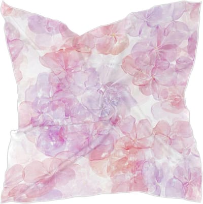 Zijden Sjaal Dames - Bloemenprint Accessoire - Stijlvolle Afwerking - Levendige Kleuren - 60x60 cm - Multicolor