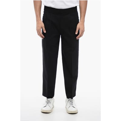 Tapered Fit linnenmix broek met dubbele plooi in zwart