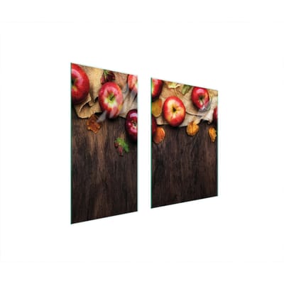 TMK ArtDeko Serie - Glazen Beschermplaat - 75x52 cm - Appel Motief