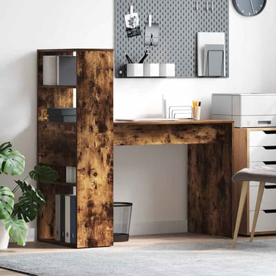 vidaXL - Bureau - Rook - Eiken - Bewerkt - hout - 113 - x - 54 - x - 120 - cm