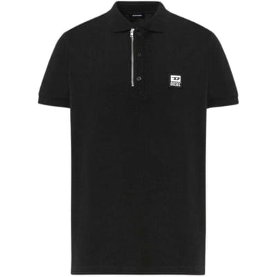 Diesel Heren T-Harry Zip Neck Poloshirt (Zwart)