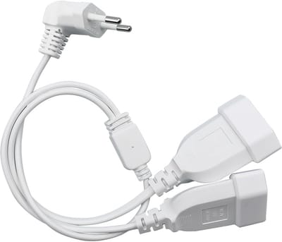 Verlengkabel Plat - Stroomkabel Adapter - Apparaten Aansluiten - Twee Contacten - 50 cm - Wit