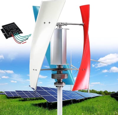 Verticale Windturbine - Windgenerator Set - Energie Opwekken - Geluidsarme Rotatie - 14000 Watt - Wit