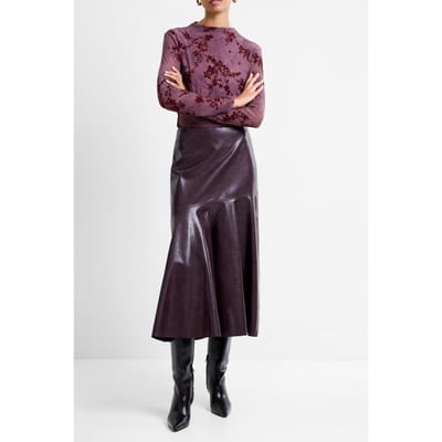 French Connection Kayleigh Pu Fluted Midi Skirt Bordeaux Red Bordeaux Red Maat: 8 | Mini Rokken Outlet | Dames | Bordeaux