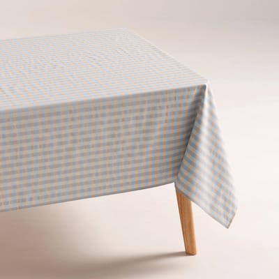 GAMUSI Vlekbestendig Tafelkleed NOVY – Vichyruit – Linnen Look – 140x100 cm – Hemels